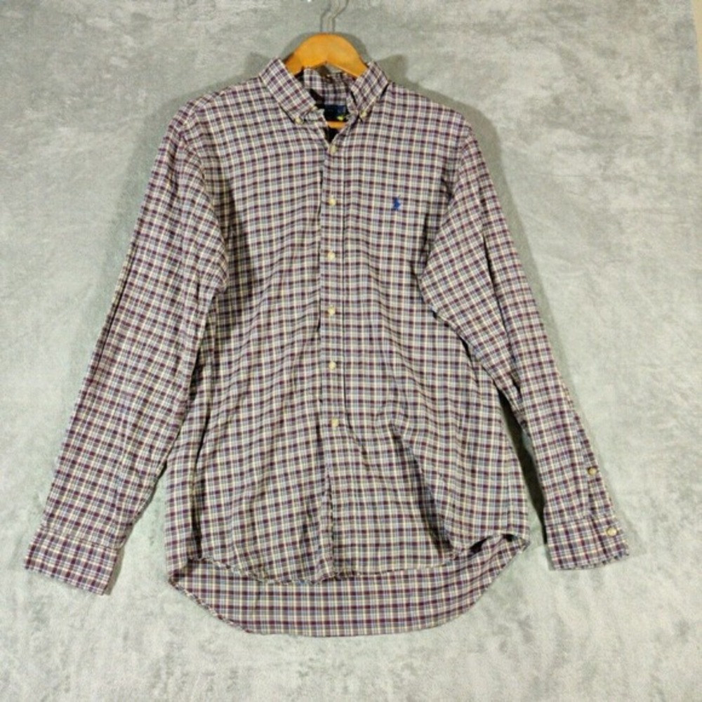 Polo Ralph Lauren Shirt Mens Large Multi Color Plaid Long Sleeve Casual Preppy